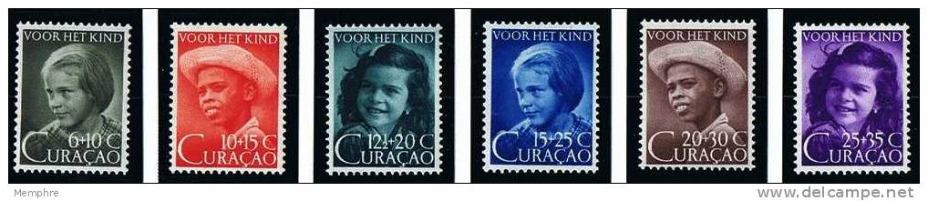 Curacao  1948  Kinder Fotos.  NVPH 200-205 ** MNH - Curaçao, Antille Olandesi, Aruba