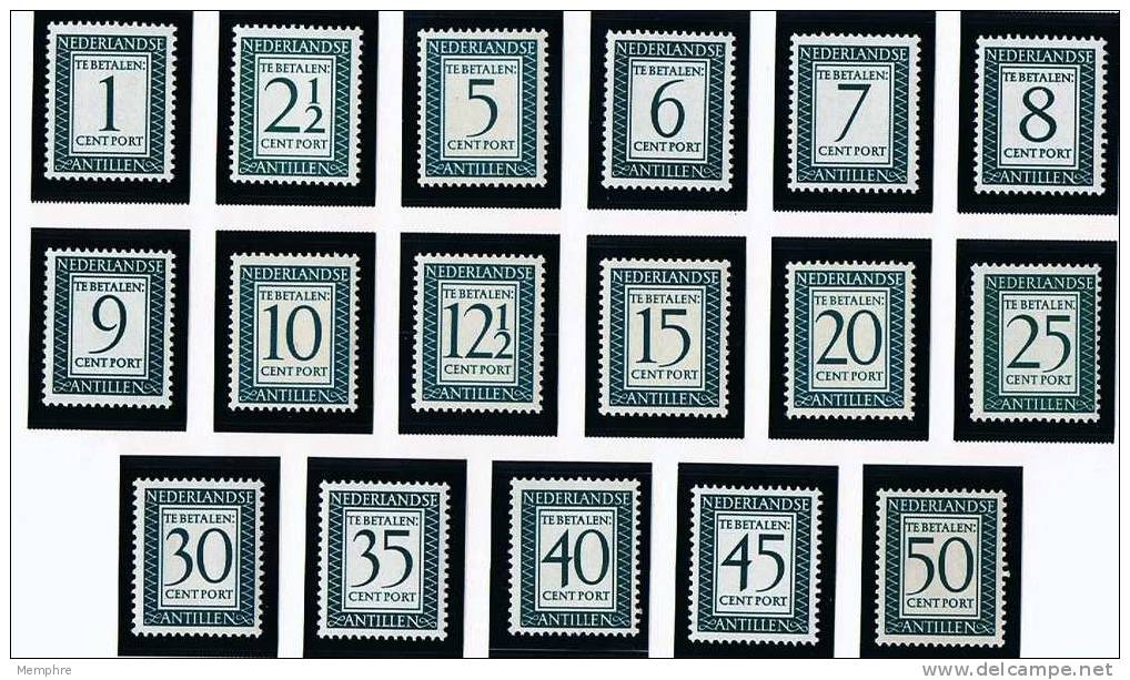 Neth. Antillen 1952-9   Postage Due Dark Green  Cmplete Set  MNH ** - Niederländische Antillen, Curaçao, Aruba