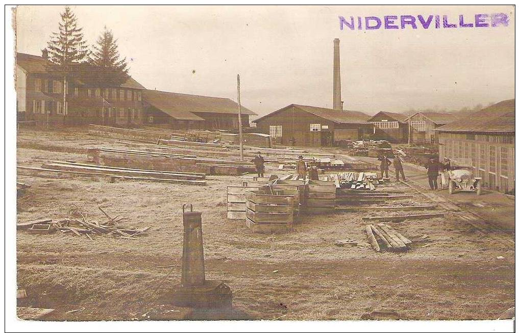 CP PHOTO De NIDERVILLER : SCIERIE Jules Loutre Vieux-Moulin,Voiture "Opel",animée..rare. - Other & Unclassified