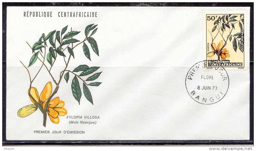 CENTRAFRICAINE  Enveloppe FDC 8 Juin 73 Yvert N° 195 XYLOPIA VILLOSA - Centrafricaine (République)