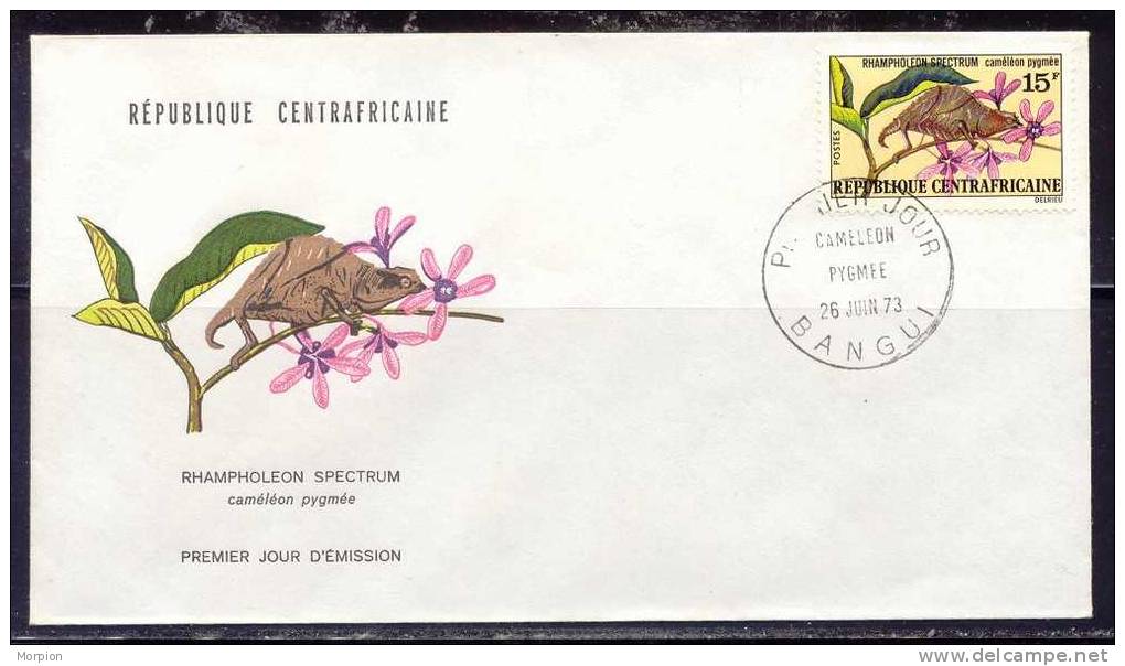 CENTRAFRICAINE  Enveloppe FDC 26 Juin 73 Yvert N° 197  RHAMPHOLEON  SPECTRUM - República Centroafricana