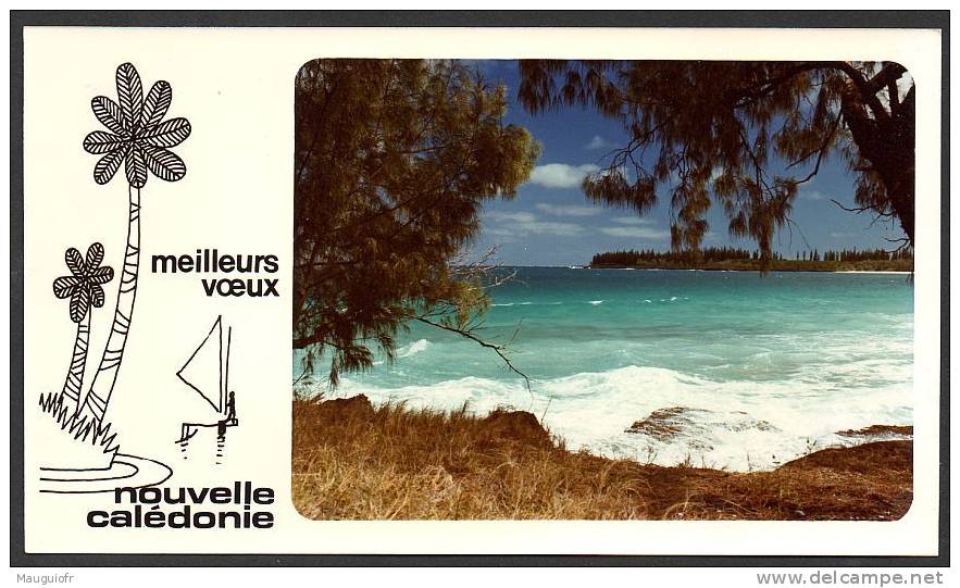 DF / NOUVELLE CALEDONIE VOEUX LAGON DESSIN PIROGUE - Nouvelle Calédonie