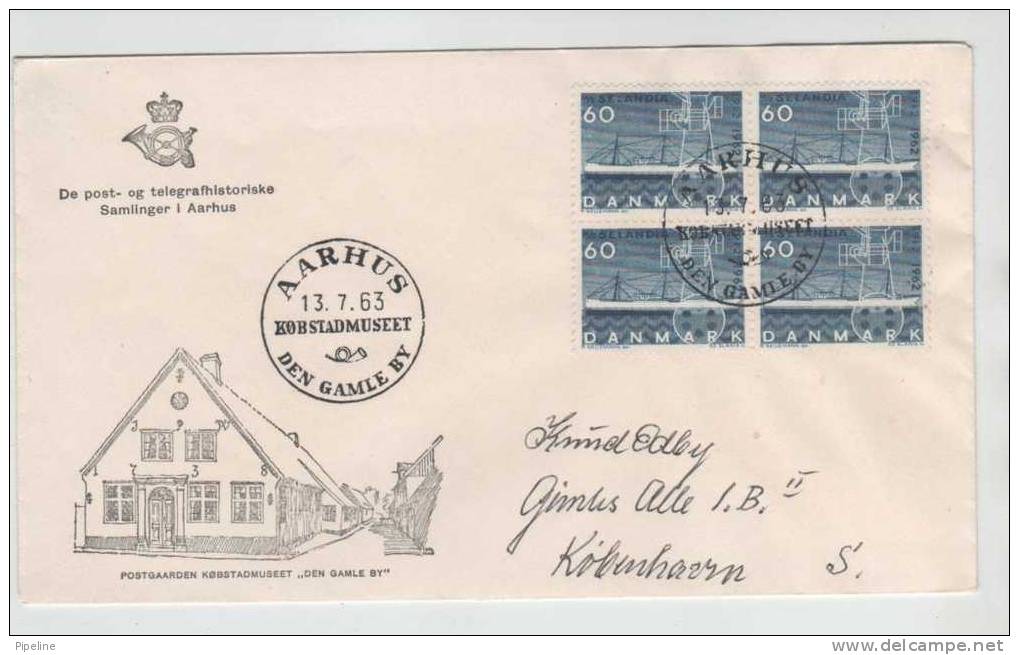 Denmark Cover Aarhus 13-7-1963 With A Block Of 4 M/S Selandia FLUORESCENT Stamps VERY GOOD STAMPS - Brieven En Documenten