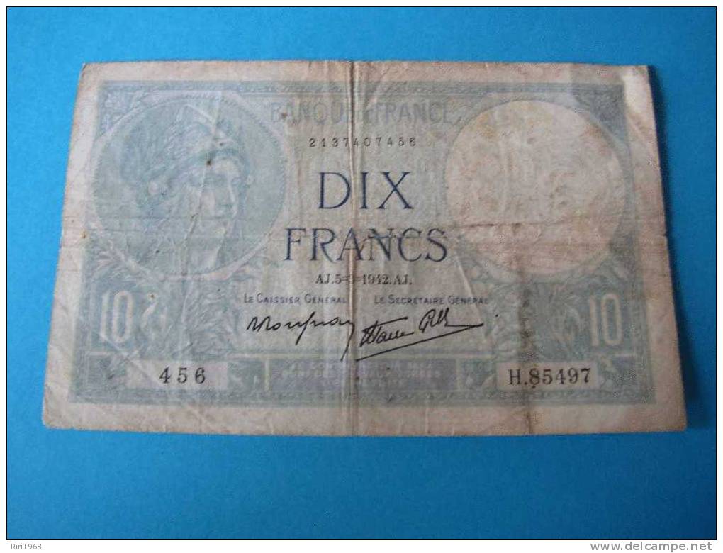 Rare 10 Francs Minerve Du 5/3/1942 - 10 F 1916-1942 ''Minerve''