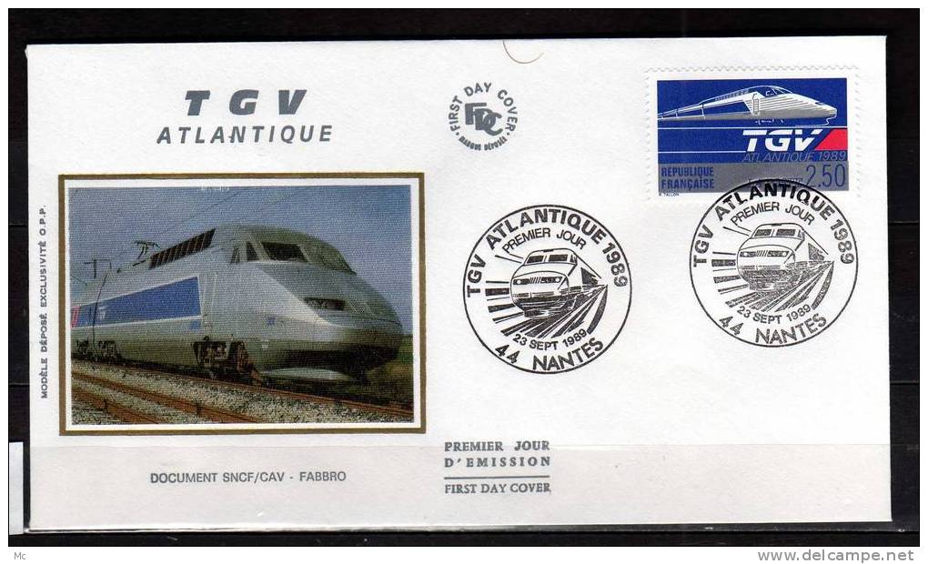 1er Jour " TGV Atlantique "  , 23/09/1989 Nantes - 1980-1989