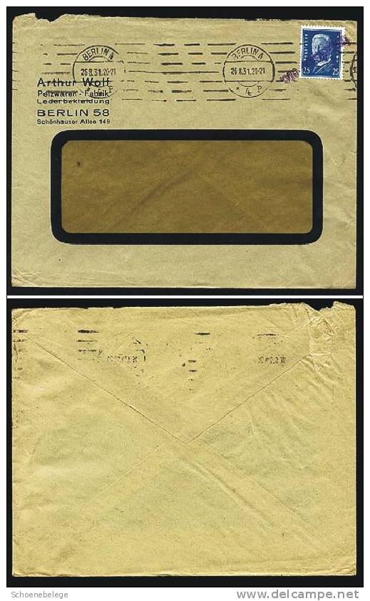 A455) DR Brief Von Berlin 1931 Mit EF Mi.416 Und Interessantem Stempel - Briefe U. Dokumente