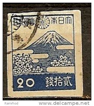 JAPAN 1942 Mount Fuji & Cherry Blossom - 20s. - Blue  FU - Oblitérés