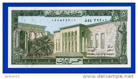 MONNAIE BILLET NEUF BANQUE DU LIBAN ASIE MERIDIONALE 5 LIVRES VENDU EN L'ETAT IMPRIMERIE THOMAS DE LA RUE & COMPANY. - Liban