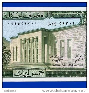 MONNAIE BILLET NEUF BANQUE DU LIBAN ASIE MERIDIONALE 5 LIVRES VENDU EN L'ETAT IMPRIMERIE THOMAS DE LA RUE & COMPANY. - Lebanon