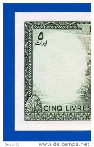 MONNAIE BILLET NEUF BANQUE DU LIBAN ASIE MERIDIONALE 5 LIVRES VENDU EN L'ETAT IMPRIMERIE THOMAS DE LA RUE & COMPANY.