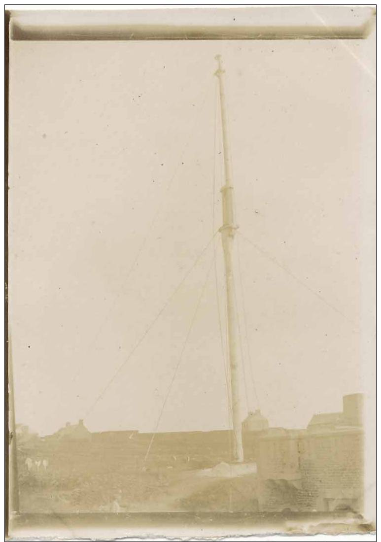 29- Pointe Saint Mathieu Photo 9 X 6.3 Cm Guindage Du Mât Poste Télégraphie TSF - Autres & Non Classés