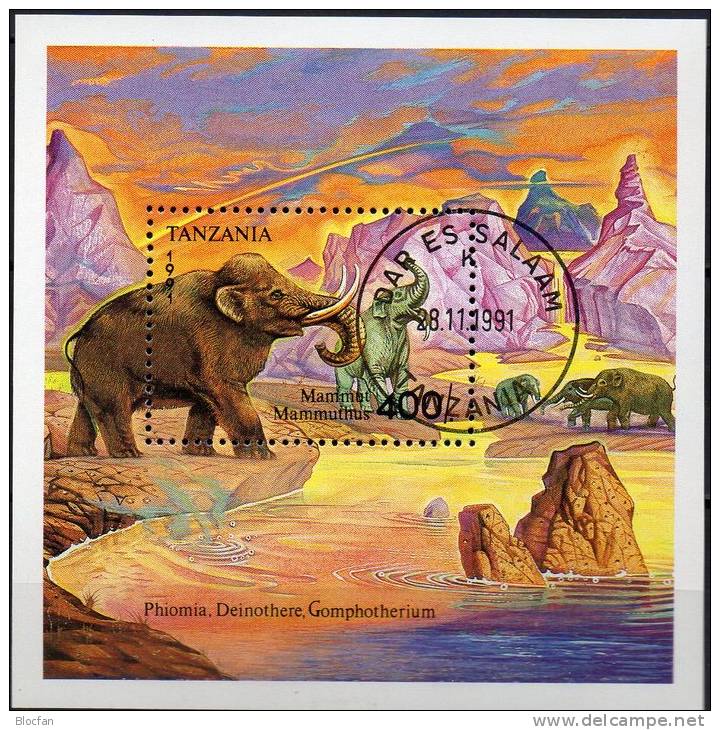 Naturschutz Elefanten 1991 Tansania Block 164 O 6€ WWF Mammut Elephas Africana Hoja Blocs Fauna Sheet Bf Tanzania Afrika - Usados