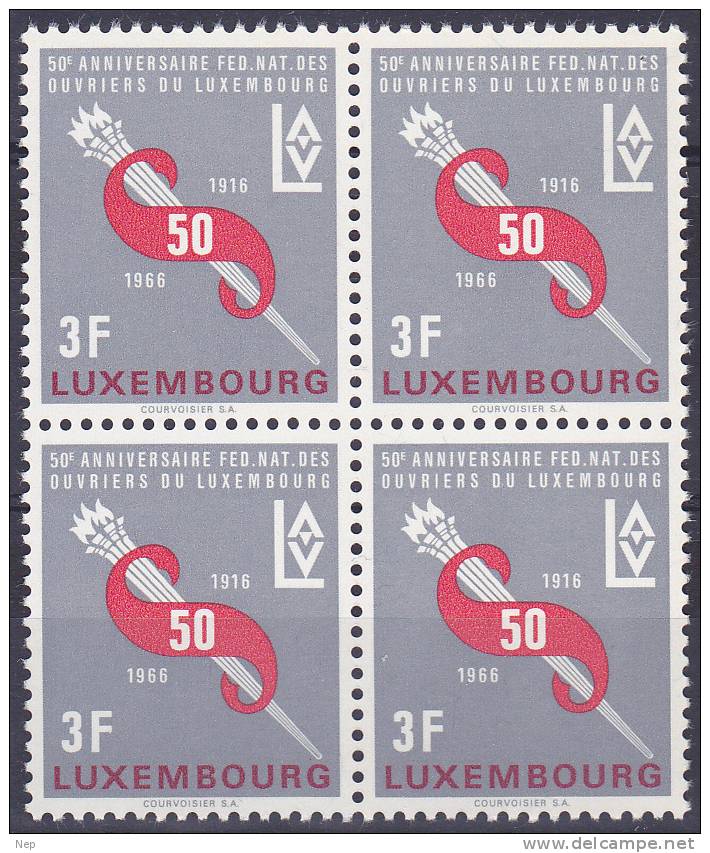 LUXEMBURG - Michel - 1966 - Nr 723 (Blok Van 4/Bloc De Quatre) - MNH** - Nuevos