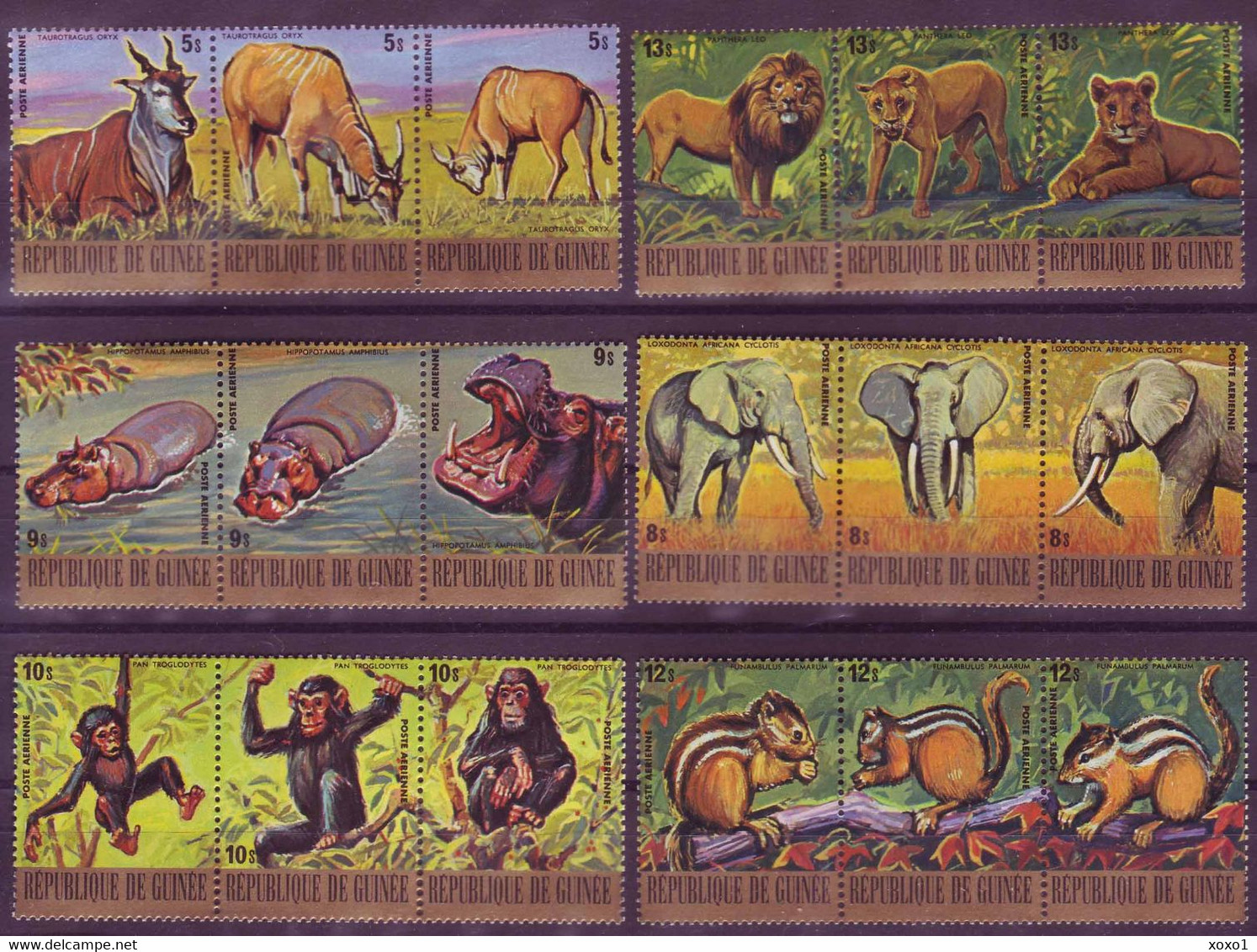 Guinea 1977 Mi.No. 811 - 828  Animals Chimpanzees Lion Hippo Squirrel Eland Elephant 18v MNH**   39.60 € - Schimpansen