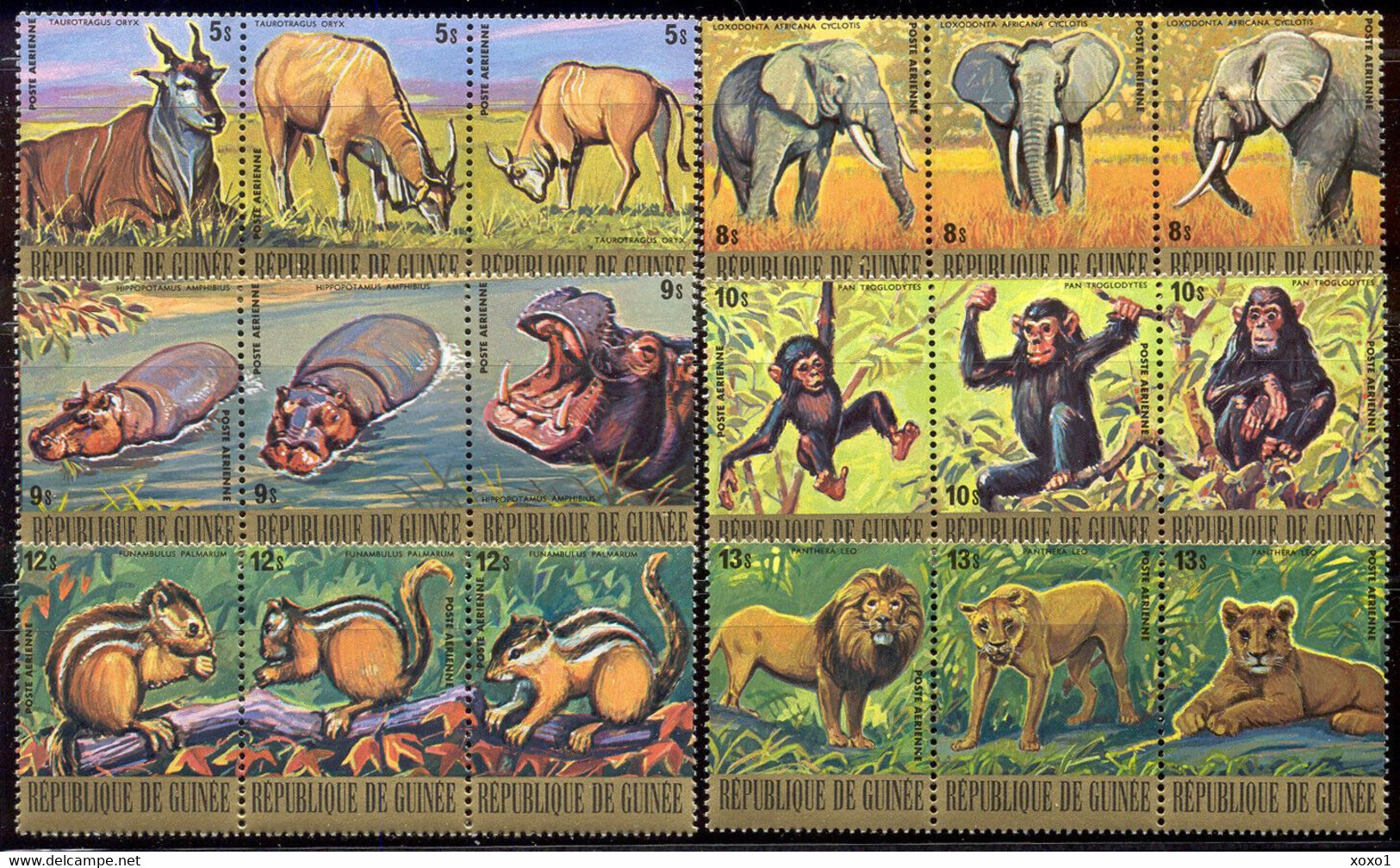 Guinea 1977 Mi.No. 811 - 828  Animals Chimpanzees Lion Hippo Squirrel Eland Elephant 18v MNH**   39.60 € - Chimpansees