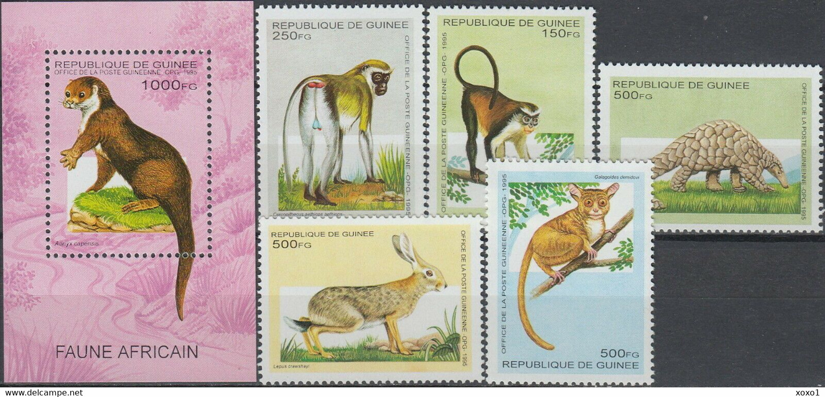 Guinea 1995 MiNr. 1533 - 1538 (Block 495)  Animals 5v+1s\sh  MNH**  11,00 € - Affen