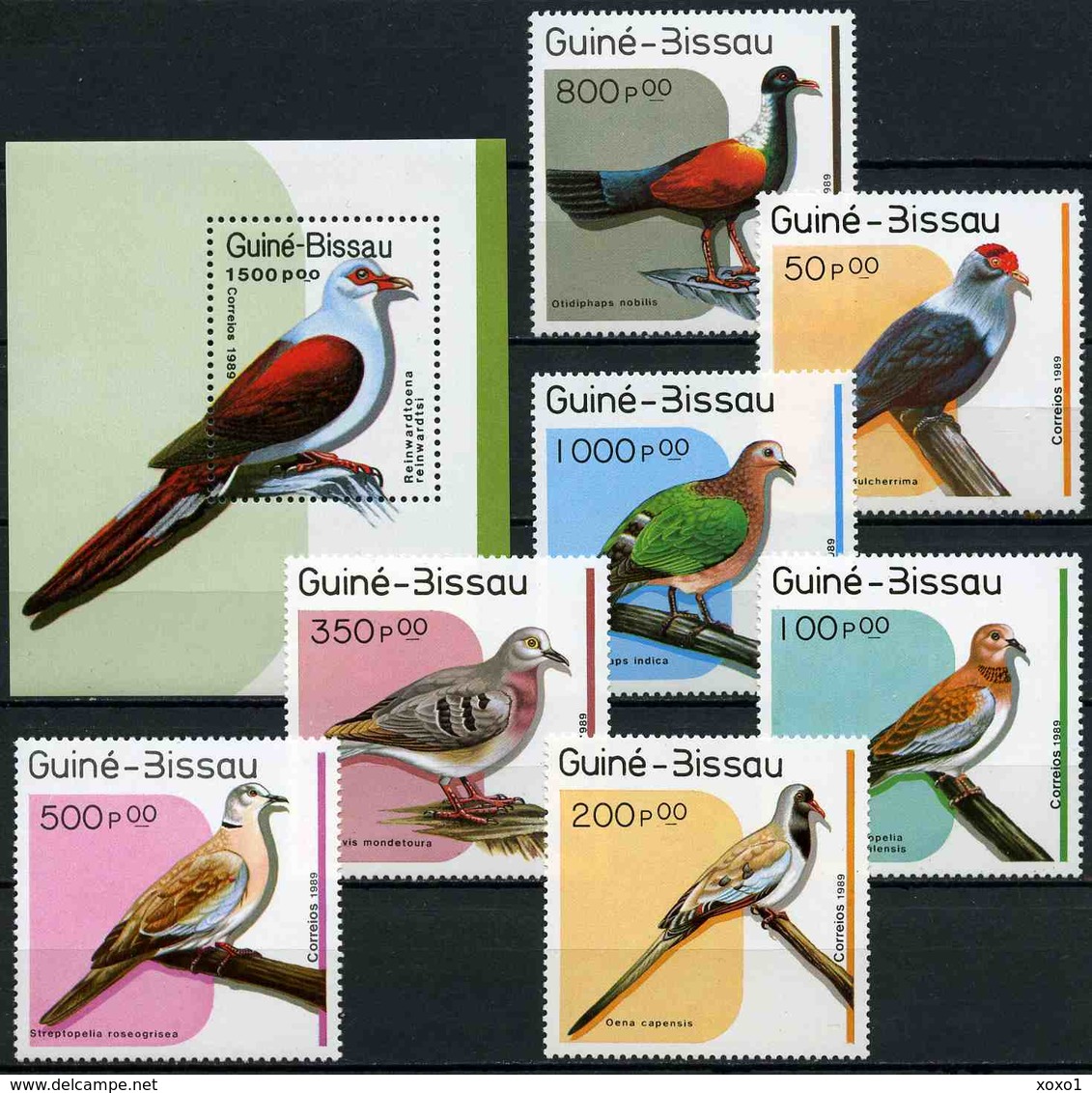 Guinea-Bissau 1989 MiNr. 1018 - 1025 (Block 275) Birds Pigeons 7v+1bl MNH** 17.50 € - Pigeons & Columbiformes