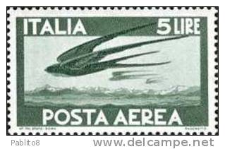 ITALIA REPUBBLICA 1961 AEREA TIPO DEMOCRATICA L.5 MNH - Poste Aérienne