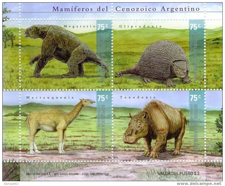 Dinosaures - ARGENTINE - Faune Préhistorique Du Cénozoique - N° 2228 à 2231 ** - 2001 - Unused Stamps