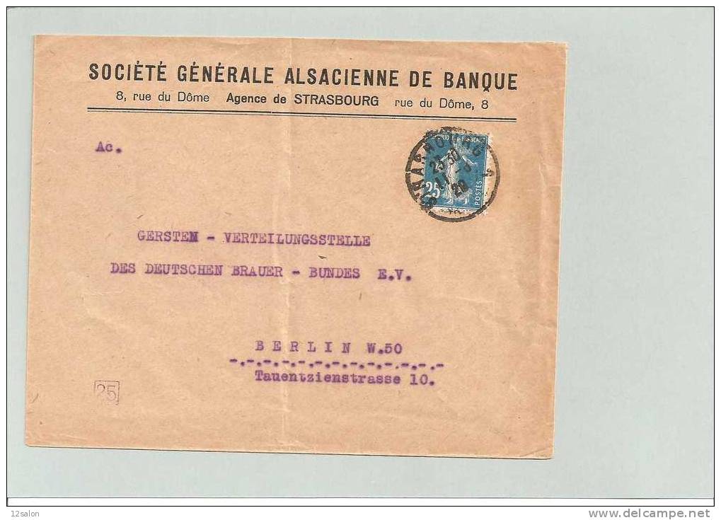 Lettre Semeuse N° 140 Obliteration ALSACE LORRAINE STRASBOURG - 1877-1920: Semi-Moderne