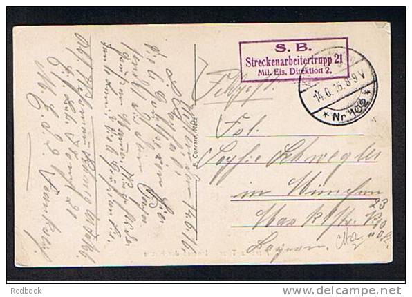 RB 664 - 1916 WWI Military Postcard  S.B. Streckenarbeitertrupp 21 Cachet With Fpo Nr 102 Postmark - Mars-la-Tour - Covers & Documents