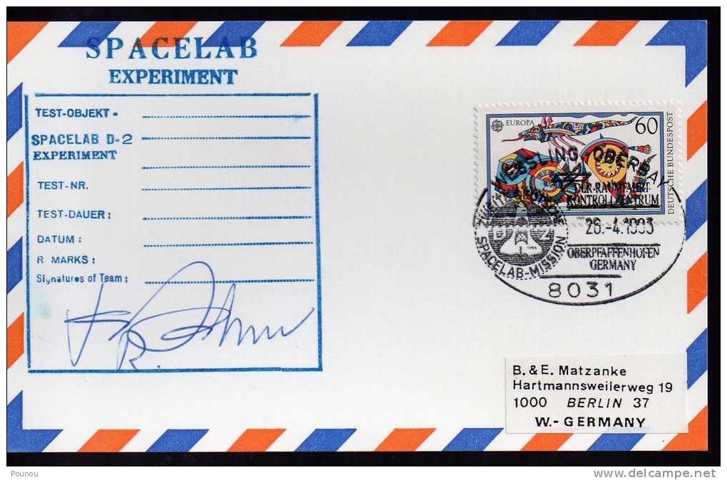 &#9733; GERMANY - SPACELAB D2 EXPERIMENT - SIGNED SAHM (T217) - Europe