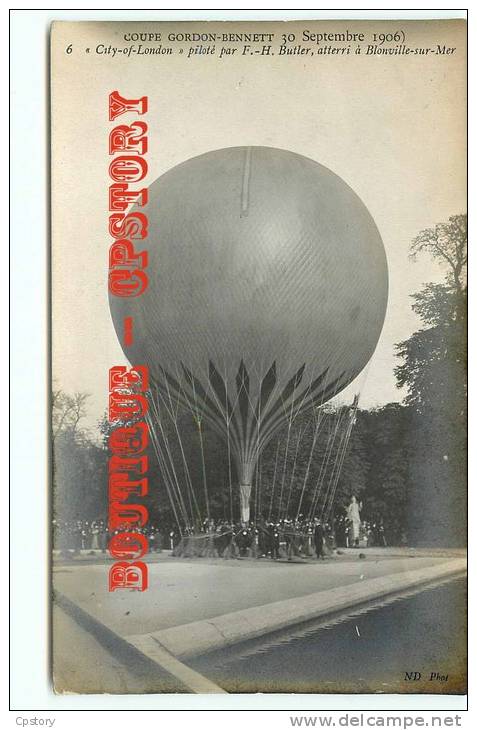 14 - BLONVILLE -  F.H. BUTLER Avec La Montgolfière " City Of London " - Coupe Gordon Bennett 1906 - Ballon RARE - Autres & Non Classés