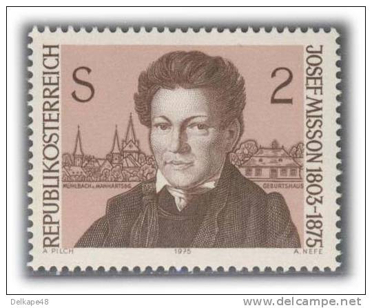 Austria Österreich 1975 Mi 1489 YT 1318 ** Josef Misson (1803-1875), Niederösterr. Mundartdichter / Poet - Schrijvers