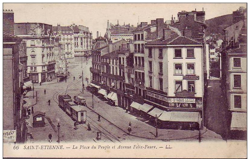 42 - TRAMWAYS - ST ETIENNE - LA PLACE DU PEUPLE ET AVENUE FELIX-FAURE -  (06/546) - Saint Etienne