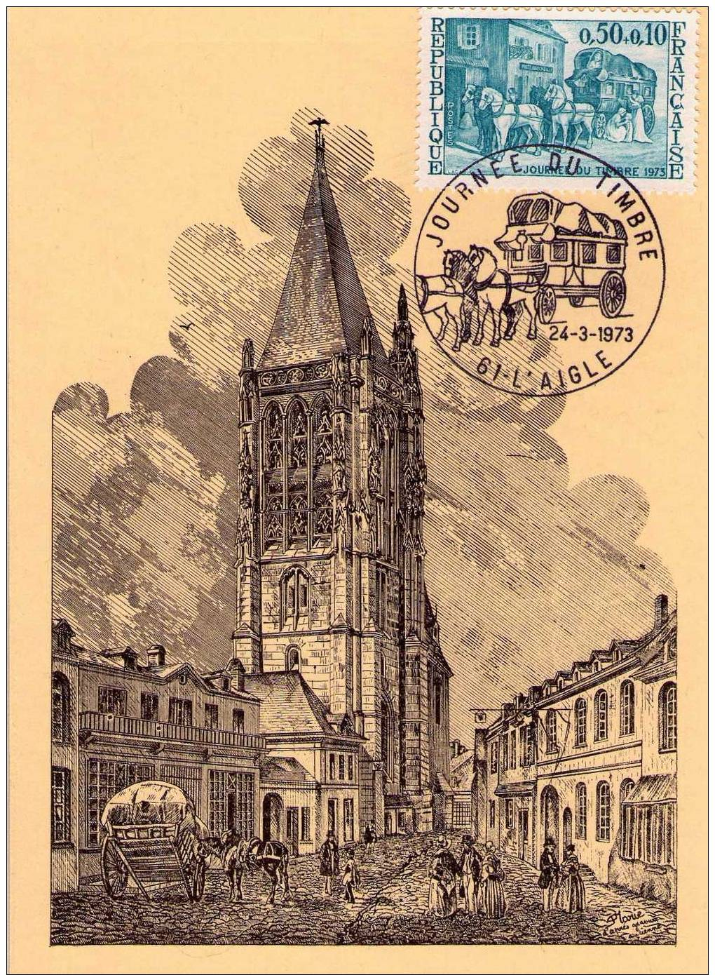 CARTE POSTALE 1er  JOUR D´EMISSION /  église Saint-martin De L'AIGLE - L'Aigle