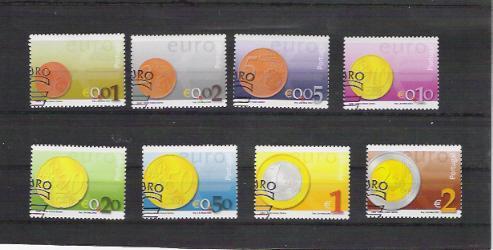 2002 Portugal Yv. 2450-47 Mi. 2558-65 Used  Einführung Der Euro-Münzen Und -Banknoten. - Used Stamps