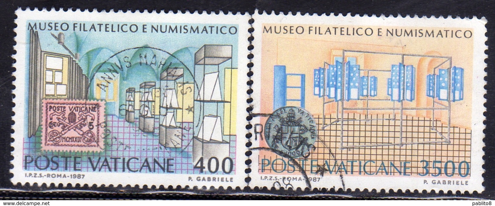 CITTÀ DEL VATICANO VATICAN VATIKAN 1987 MUSEO FILATELICO E NUMISMATICO MUSEUM SERIE COMPLETA COMPLETE SET USATA USED - Used Stamps