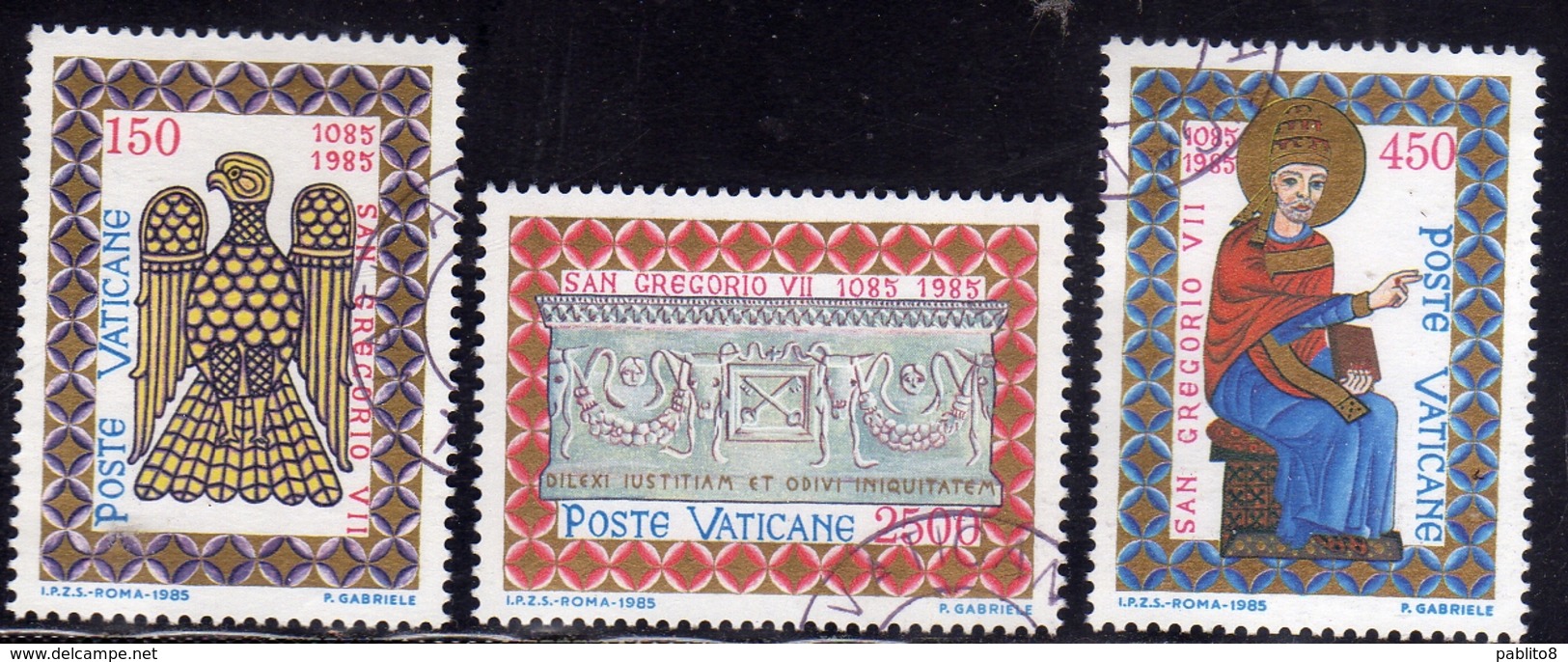 CITTÀ DEL VATICANO VATICAN VATIKAN 1985 S. ST. SAN GREGORIO VII SERIE COMPLETA COMPLETE SET USATA USED OBLITERE' - Oblitérés