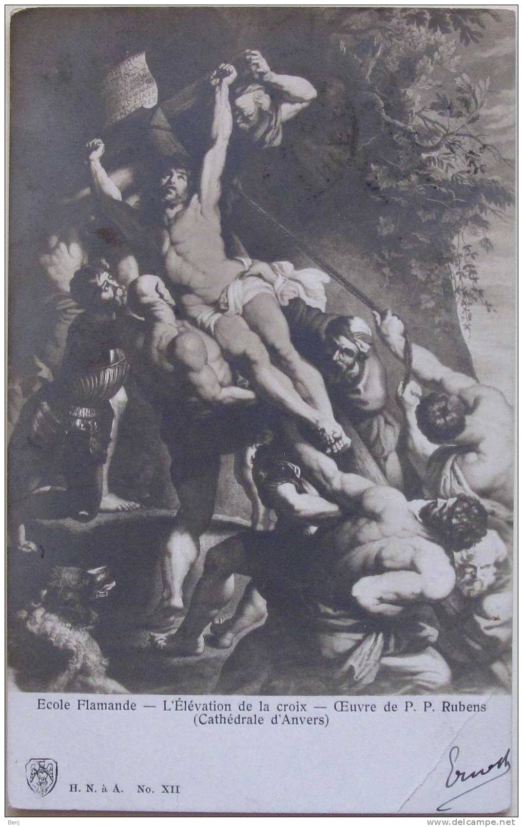 Carte Postale Ancienne Ecole Flamande - L´élévation De La Croix - Oeuvre De P. P. RUBENS (Cathédrale D´Anvers) (B) - Pintura & Cuadros