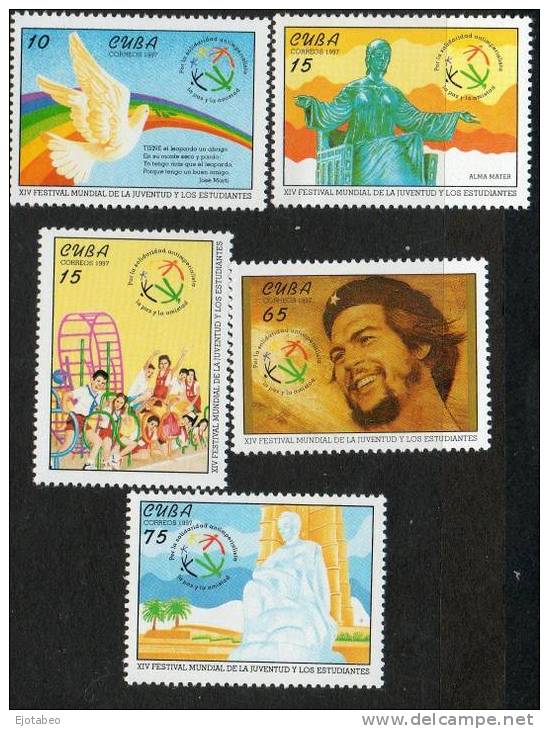 5a  CUBA-1997-Mint-4022-26- Yvert 3632-3636- 19º Festival Mundial De La Juventud Y Los Estudiantes - Used Stamps