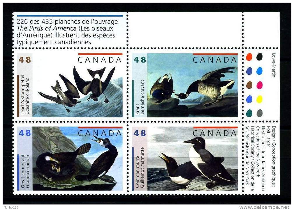 CANADA 2003  Poste N° 1988 à 1991**  Neufs Ier Choix. SUPERBE. (Oiseaux, Birds) - Neufs