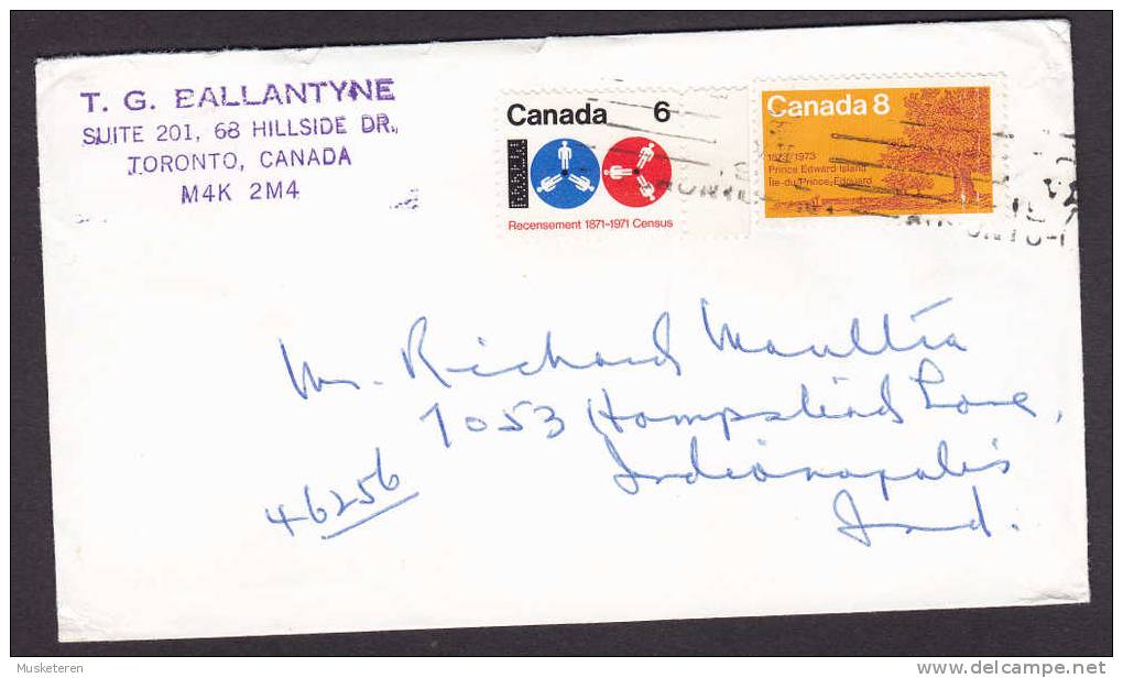 Canada Toronto 1973 Cover To Indianapolis United States USA Recensement Census Prince Edward Island - Lettres & Documents