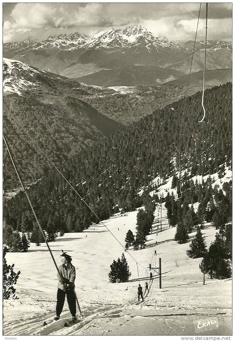 AX LES THERMES-SAQUET STATION DE SPORTS D HIVER N° 415 LA REMONTEE VERS LES CIMES(2259m) AU FOND LE PIC ST BARTHELEMY... - Ax Les Thermes