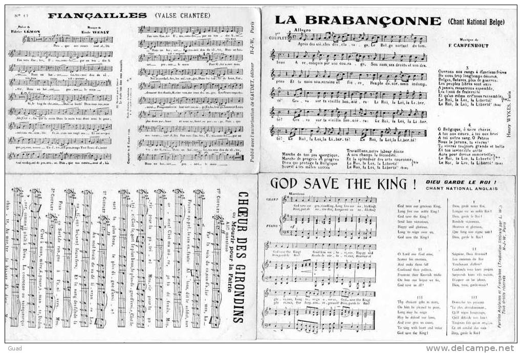 8 CARTES POSTALES  PARTITION DE MUSIQUE BAL DANSE CHANSON HYMNE NATIONAL GOD SAVE THE KING - Musique Et Musiciens