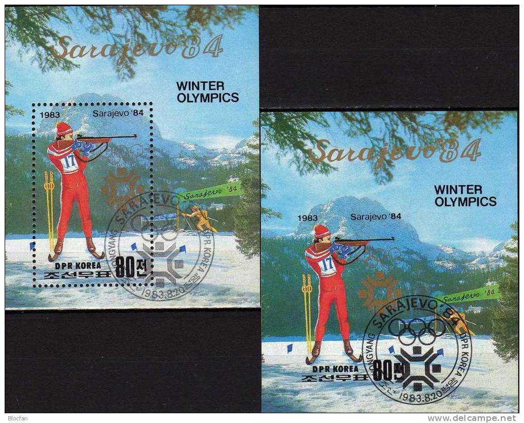 Winterolympiade Sarajevo 1984 Korea Block 149 A Plus B O 18€ Winter-Sport Biathlon M/s Olympic Bloc Sheet Bf Coree Corea - Winter 1984: Sarajevo