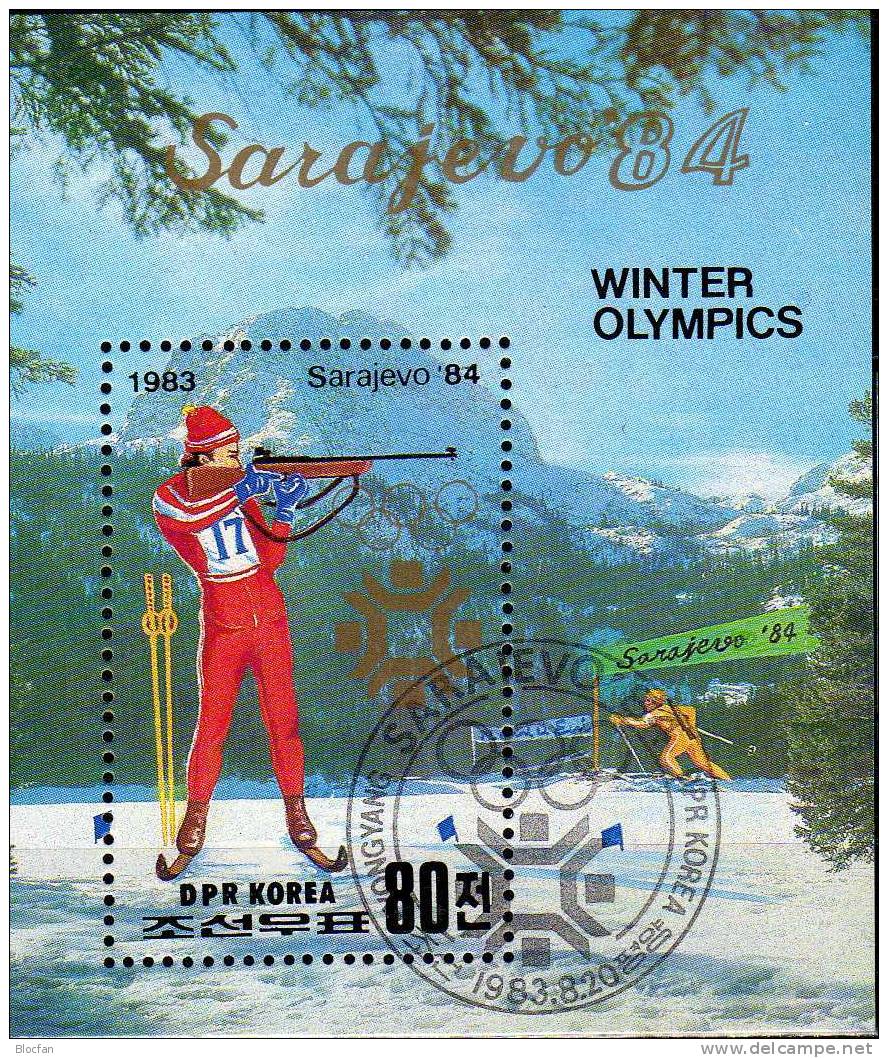 Winterolympiade Sarajevo 1984 Korea Block 149 A Plus B O 18€ Winter-Sport Biathlon M/s Olympic Bloc Sheet Bf Coree Corea - Inverno1984: Sarajevo