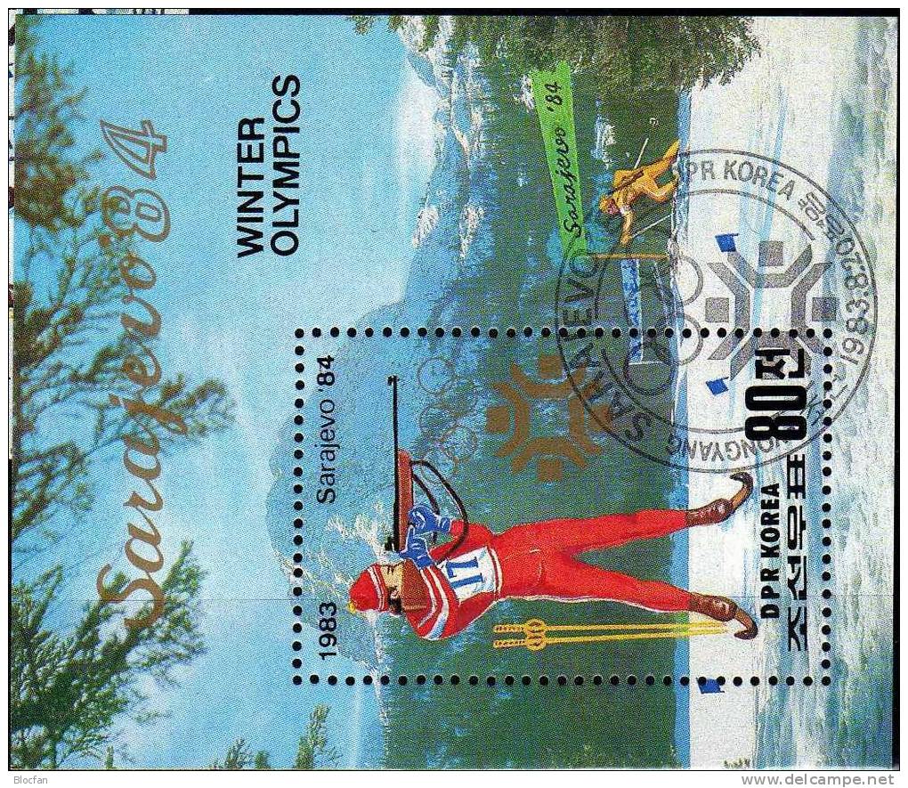 Winterolympiade Sarajevo 1984 Korea Block 149 A Plus B O 18€ Winter-Sport Biathlon M/s Olympic Bloc Sheet Bf Coree Corea - Winter 1984: Sarajevo