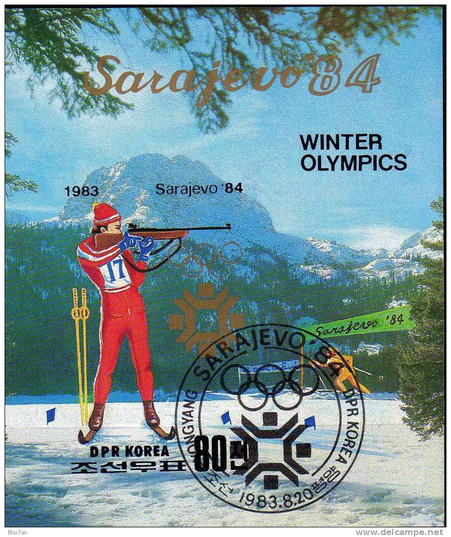 Winterolympiade Sarajevo 1984 Korea Block 149 A Plus B O 18€ Winter-Sport Biathlon M/s Olympic Bloc Sheet Bf Coree Corea - Inverno1984: Sarajevo