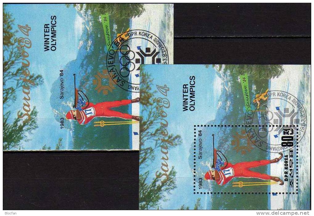 Winterolympiade Sarajevo 1984 Korea Block 149 A Plus B O 18€ Winter-Sport Biathlon M/s Olympic Bloc Sheet Bf Coree Corea - Inverno1984: Sarajevo