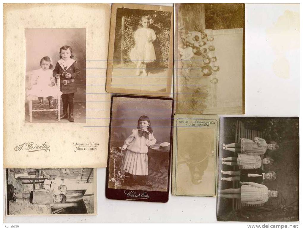 Lot 15 Photos Portrait  Enfant ( Fillette Garçon ) Pub Photographe Au Dos CHARLES DUVAL Tours Chateauroux DINANT DORSAND - Albums & Collections