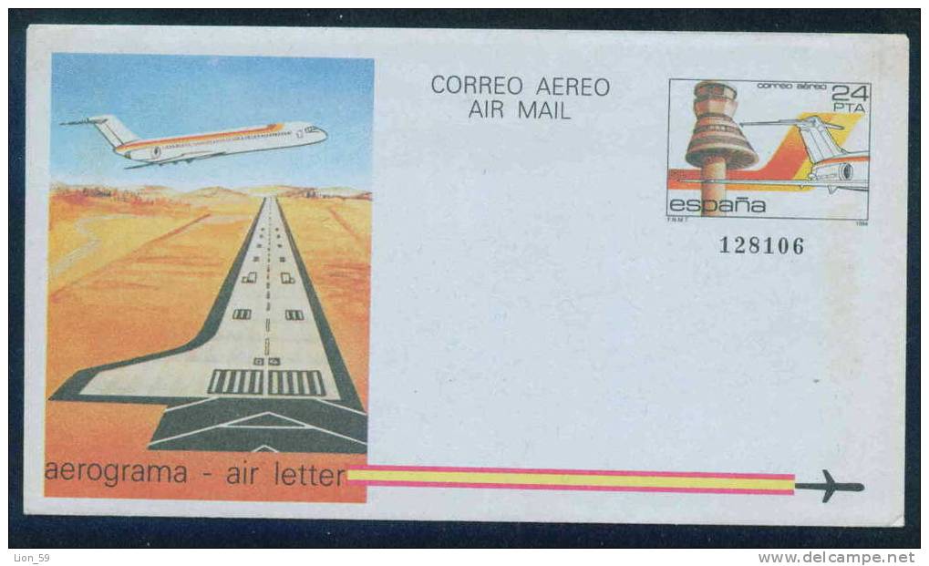 1984 SPAIN - AEROGRAMME Stationery Entier Ganzsache - AIRPORT Airplane AE181 - 1931-....