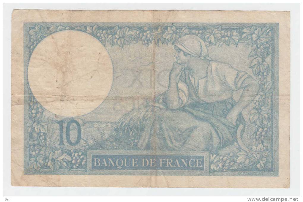 FRANCE 10 FRANCS 1927 P 73d  73 D - 10 F 1916-1942 ''Minerve''