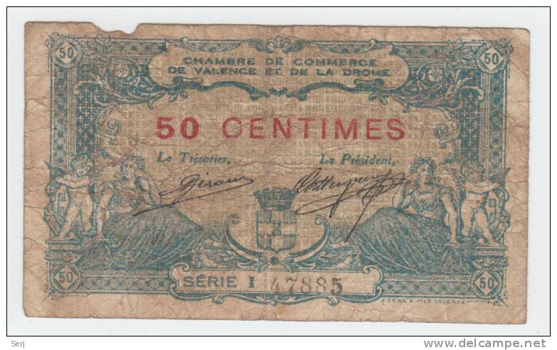 CHAMBRE DE COMMERCE DE VALENCE ET DE LA DROME 50 CENTIMES - Handelskammer