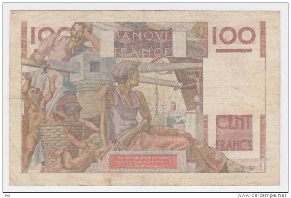 FRANCE 100 FRANCS 1949 P 128b  128 B - 100 F 1945-1954 ''Jeune Paysan''