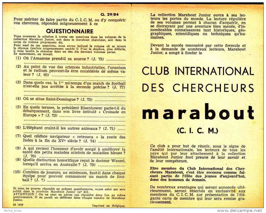 Marabout Junior - MJ 084 - Willy Bourgeois - Marcinelle 1035 M - Contient Le Quest CICM 29-84 - Rare - TBE - Marabout Junior